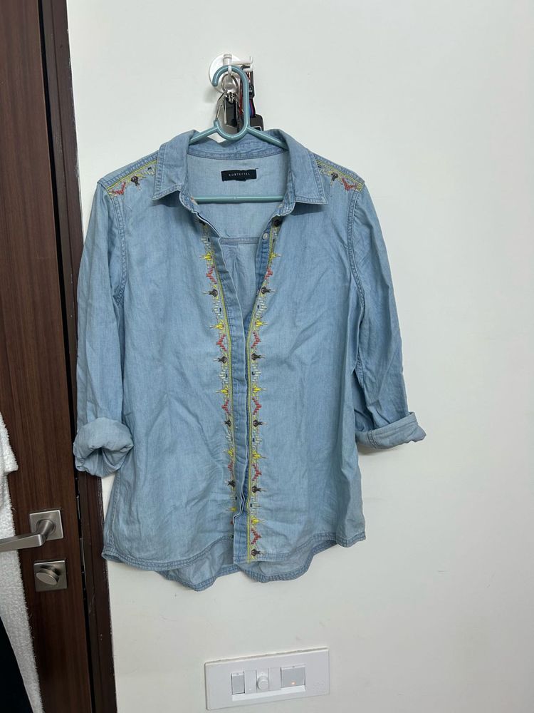 Embroidered Denim Shirt