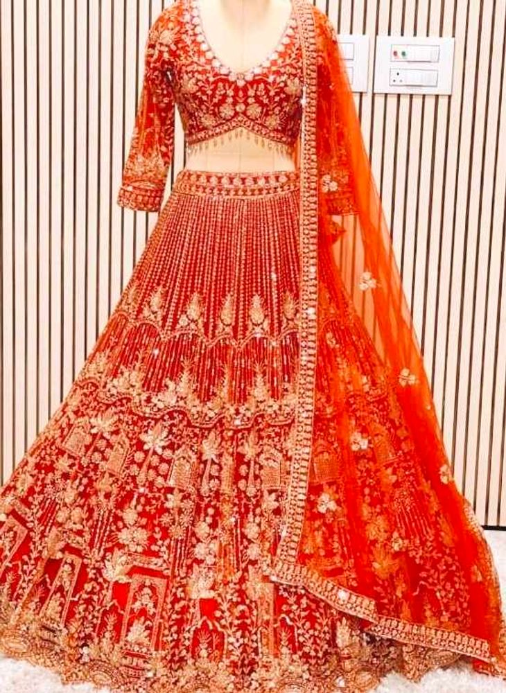 Stunning orange rust Embroidered Lehenga Choli
