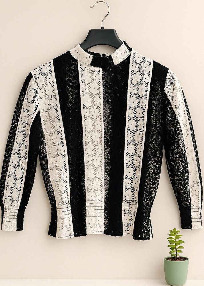 Striped Lace Top
