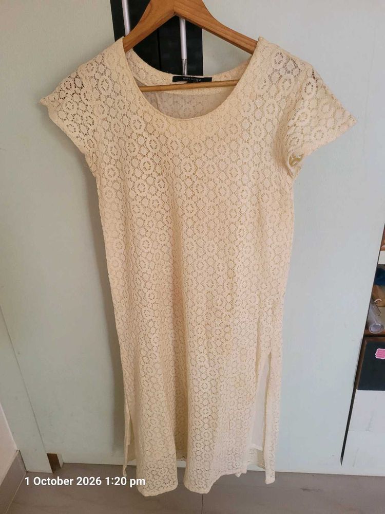 Cream Lace Kurta