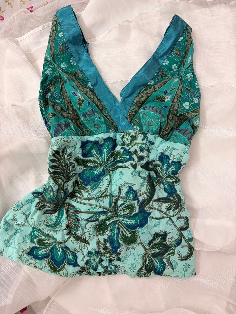 Vibrant Teal y2k Halter top