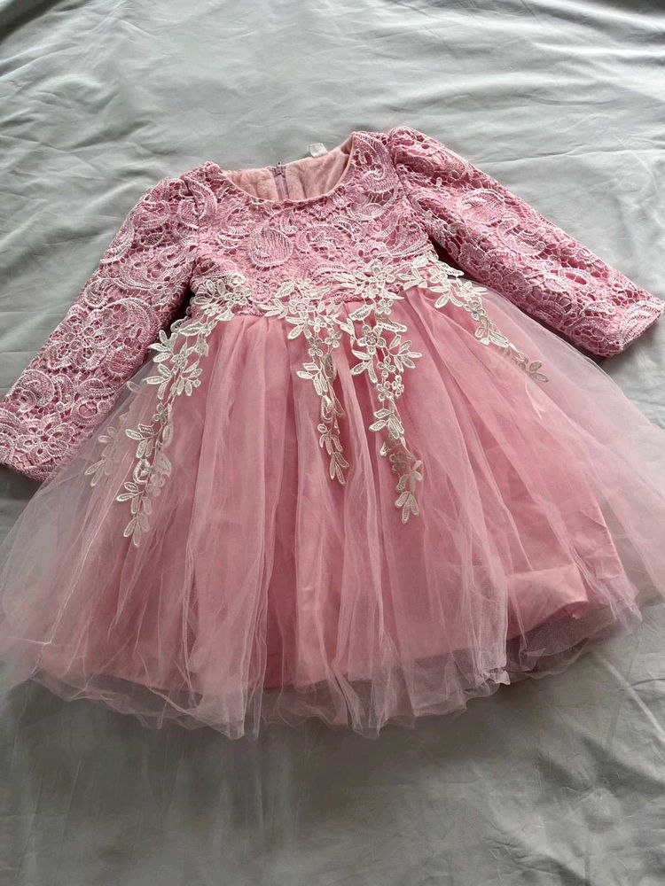 Pink Lace Tulle Dress
