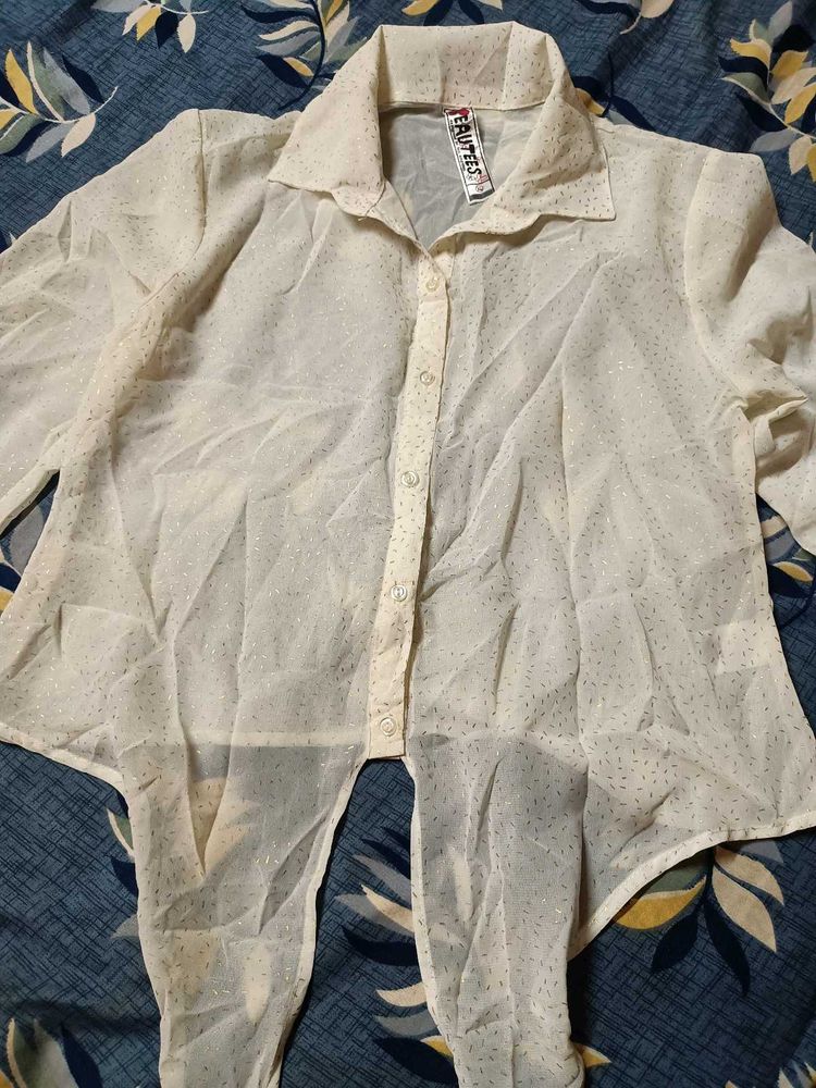 SHEER BUTTON-DOWN TOP