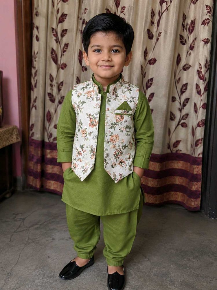 kids Ethnic Jacket with Floral Print