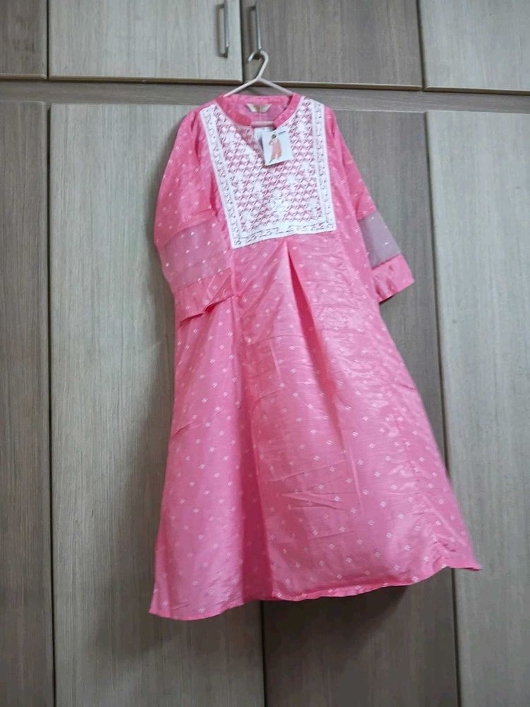 Pink Polka Dot Kurta Set max XXL