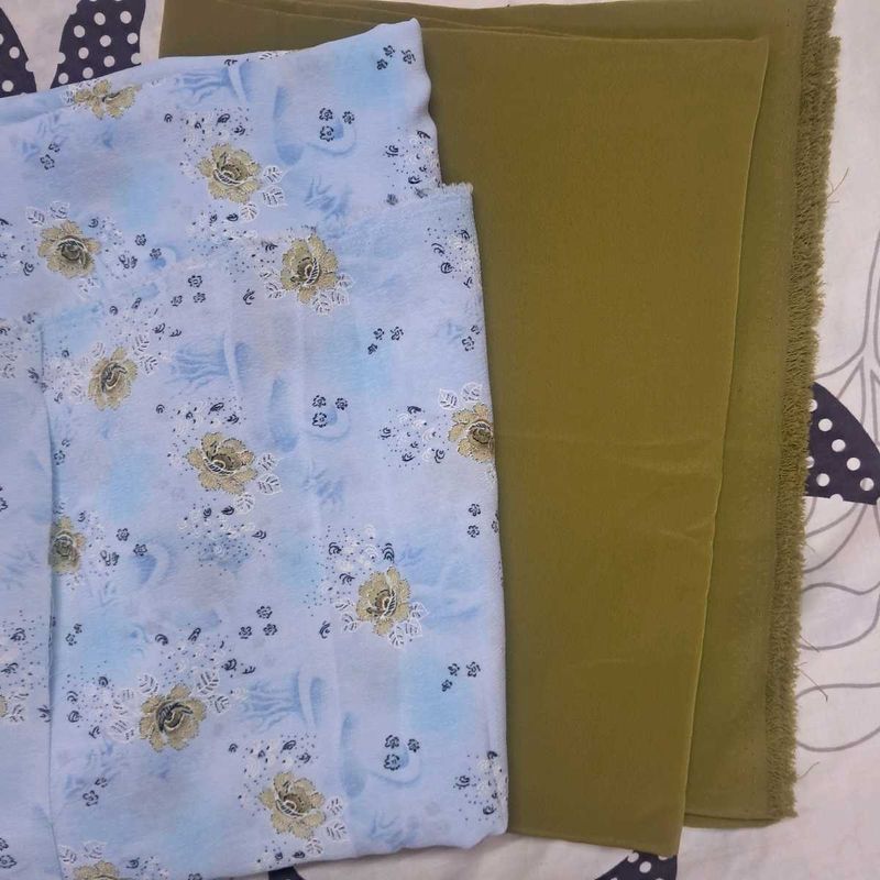 green, sky blue dress material
