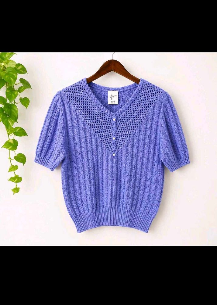 Purple Knit Short Sleeve Top