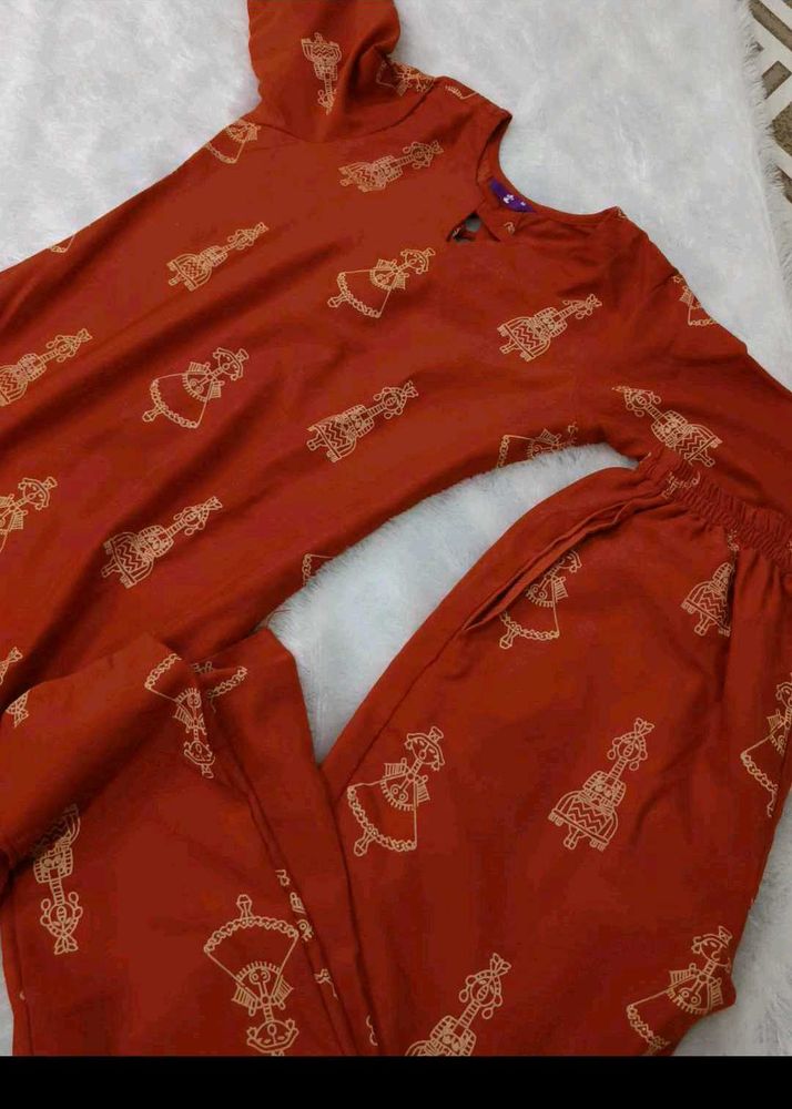 Rust orange ethnic co-ord set