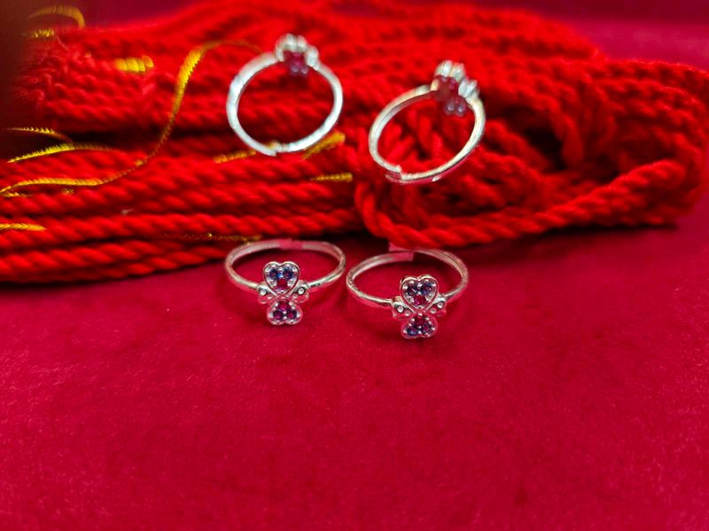 Cute Real Silver Toe Rings Two Pairs Fix Price