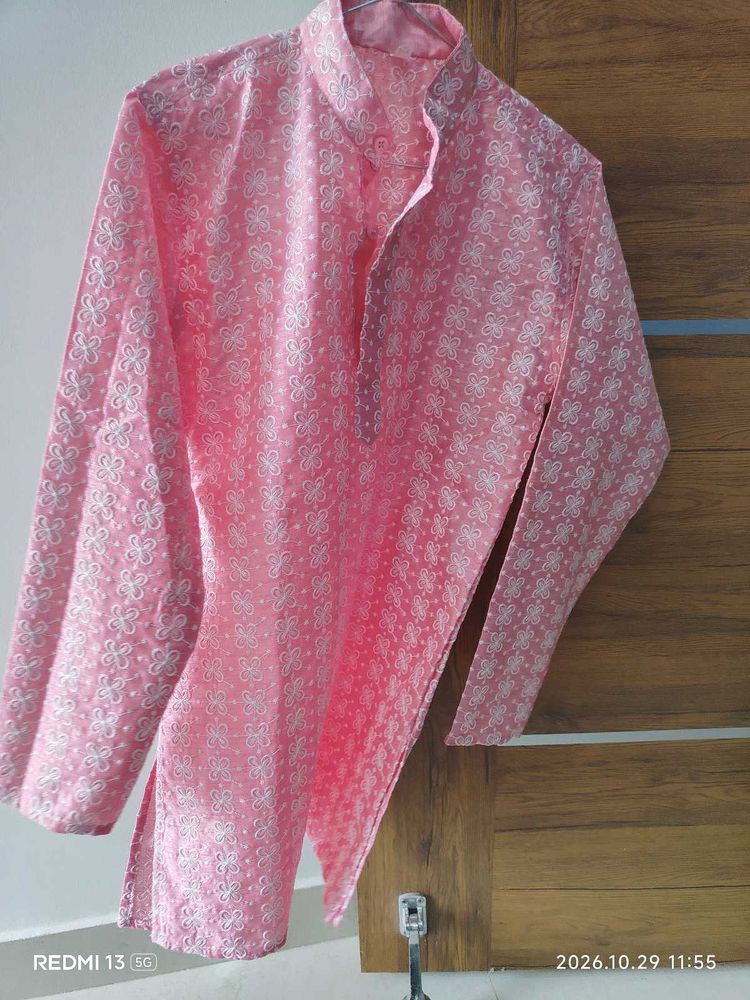 Pink Embroidered Kurta