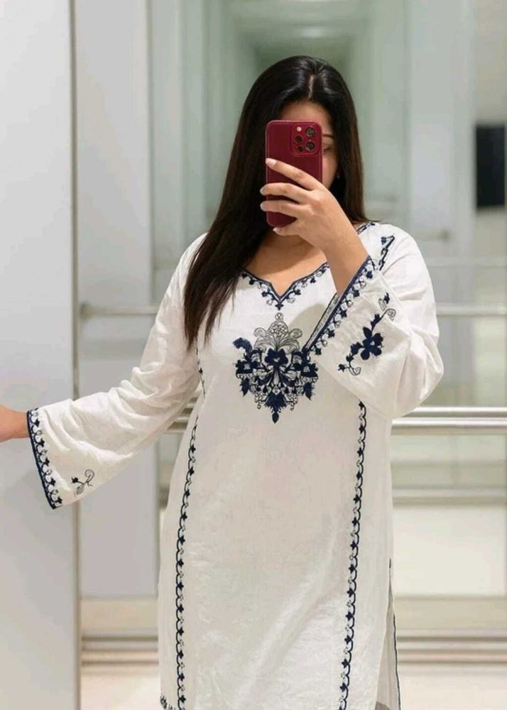 Embroidered White Kurta