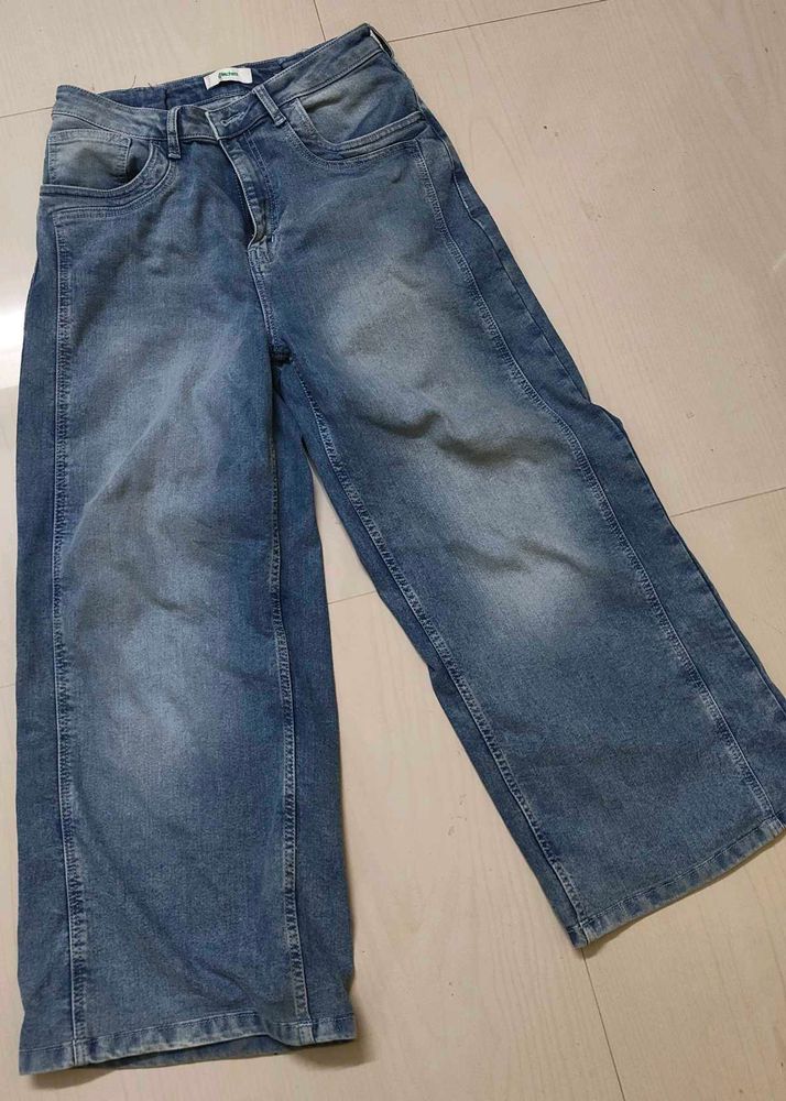 GLITCHEZ Women Wide Leg Light Faded Jeans