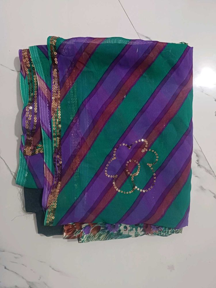 Vibrant Striped Saree with Sequins