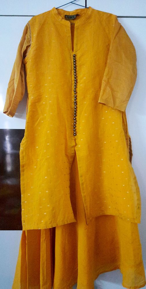 Yellow Party wear/ Festive wear Layered Dress Gown