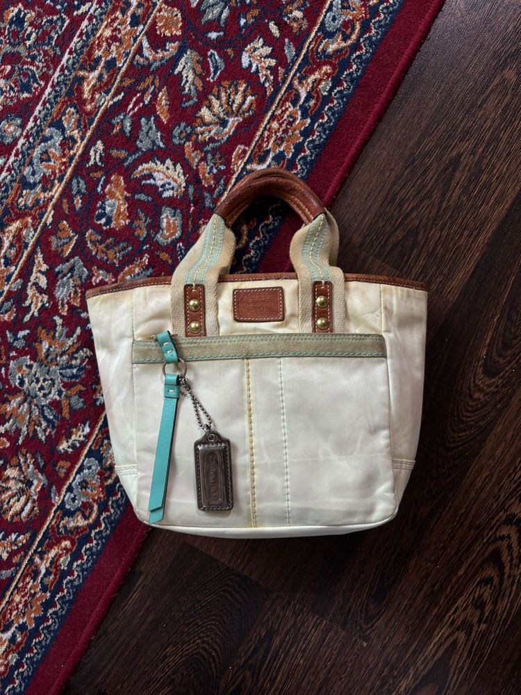 Coach White Canvas Handbag