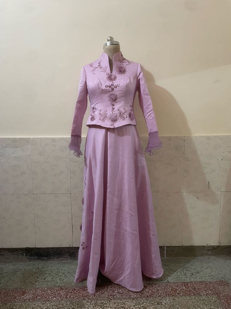 Elegant Lavender Embroidered Gown