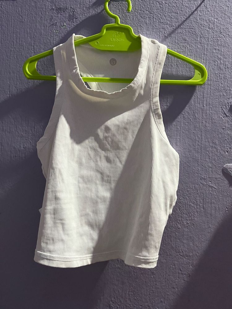 Ribbed White Cropped Tank Top
