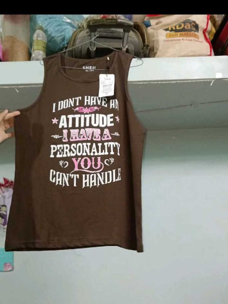 Graphic Print Brown Tank Top