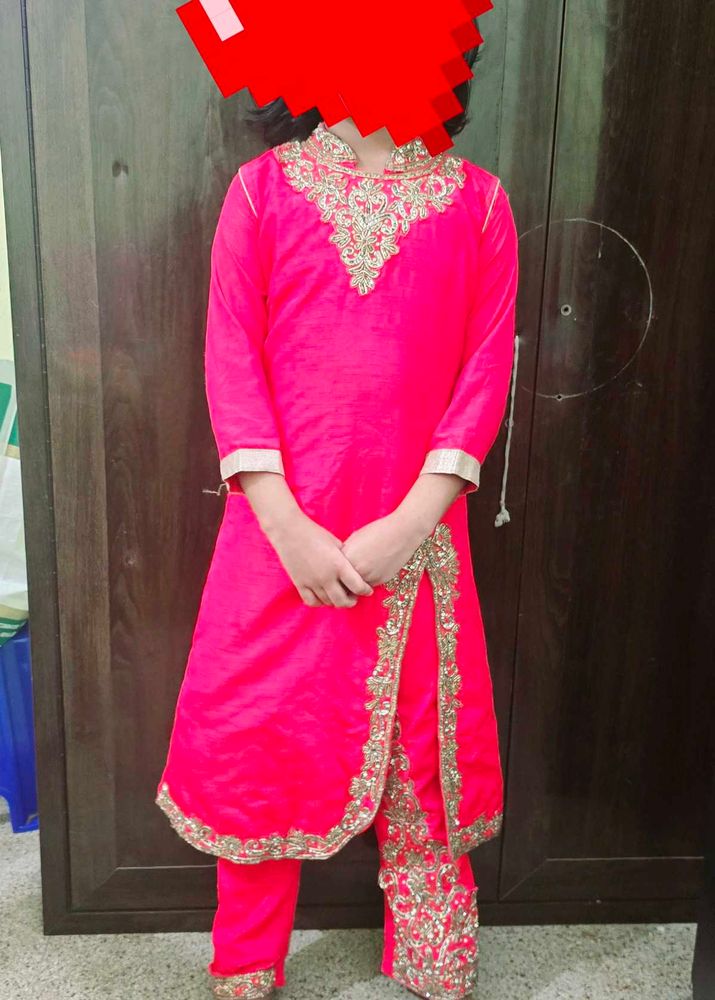 Vibrant Pink Embroidered Kurta Set