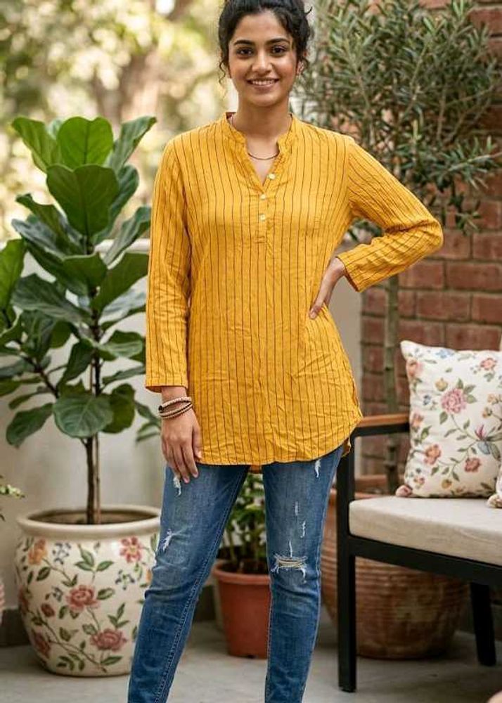 Yellow Striped Kurta