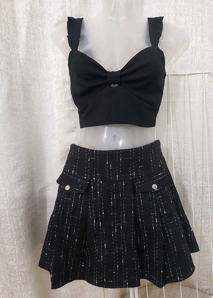Tweed black short-skirt