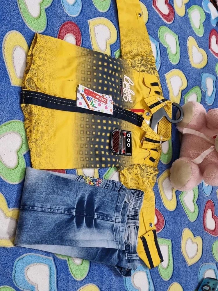 Boys' Yellow Shirt &amp; Jeans Set