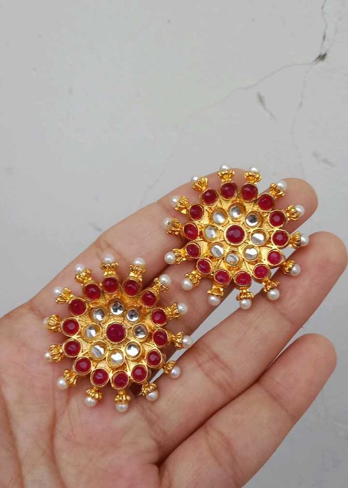 Elegant Kundan Stud Earrings