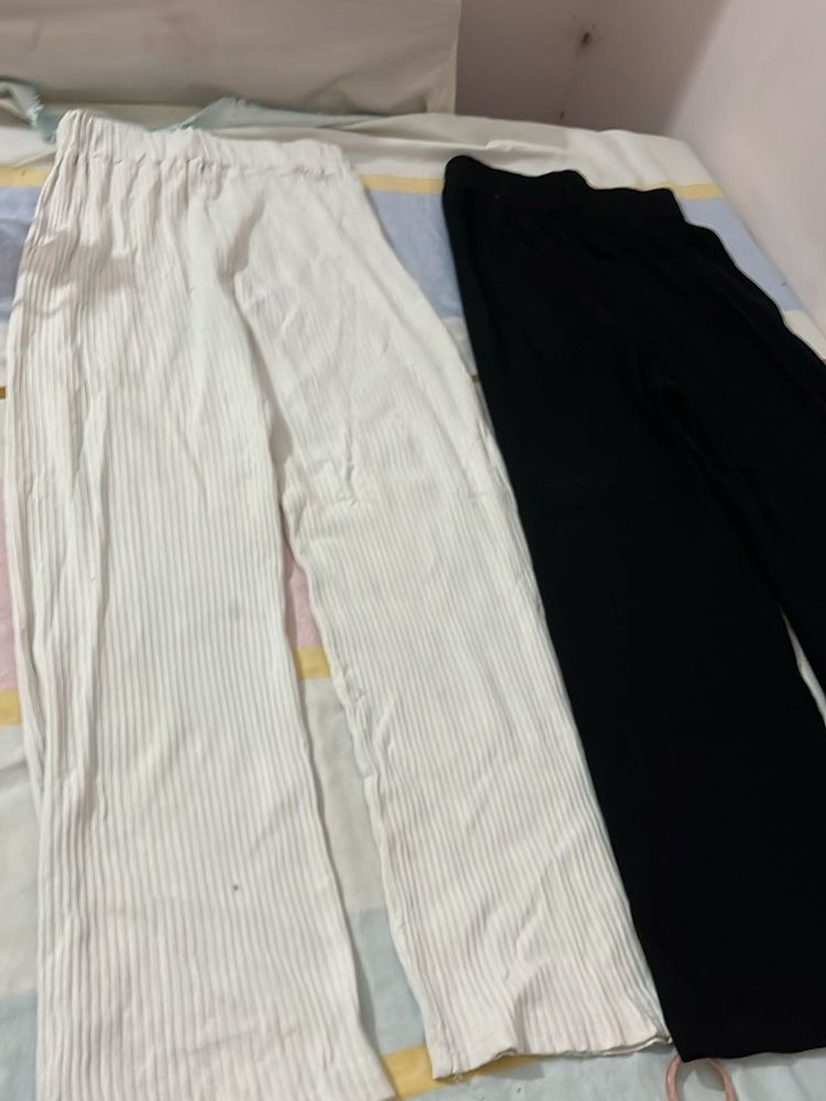 Ribbed Wide Leg Pants (Set of 2)