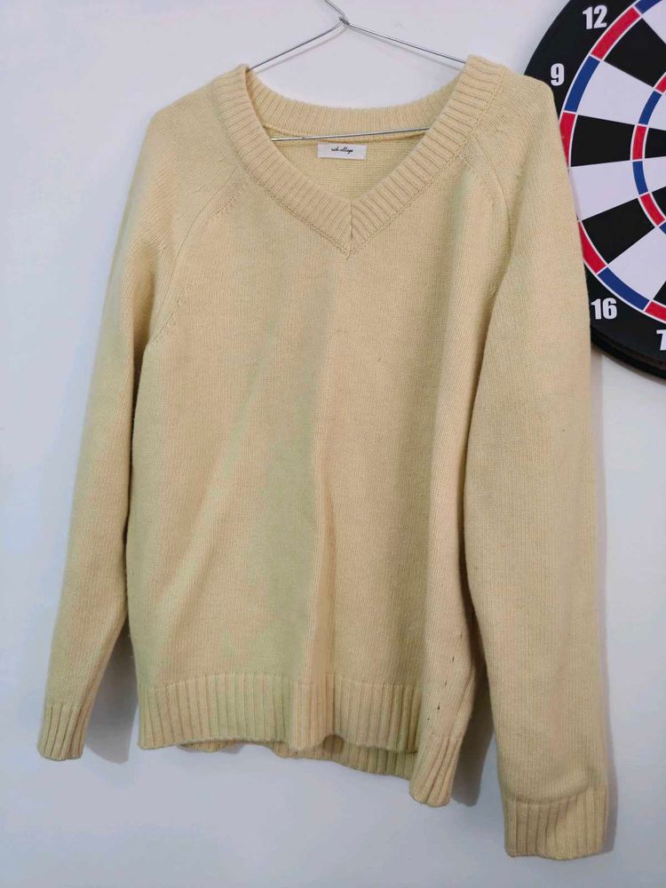 imported Cream V-Neck Knit Sweater