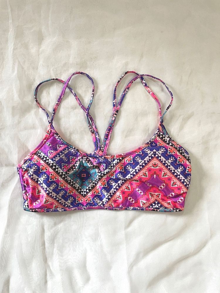 Vibrant Geometric Print Bikini Top
