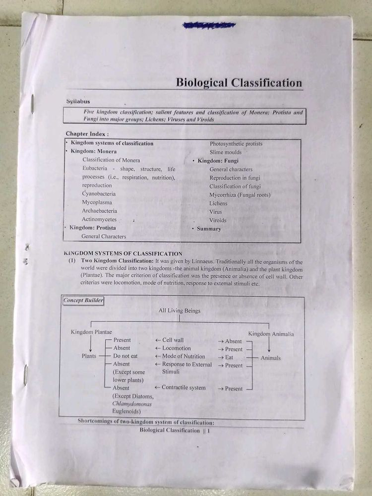 NEET - Biological Classification Notes