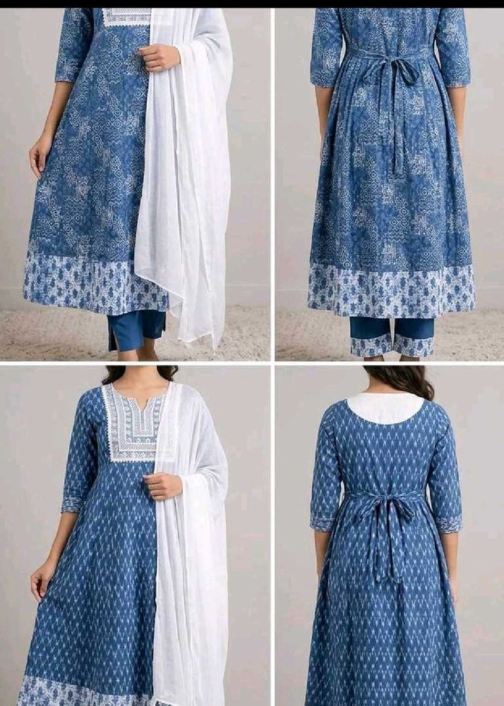 Elegant Blue Printed Kurta Set anarkali gown