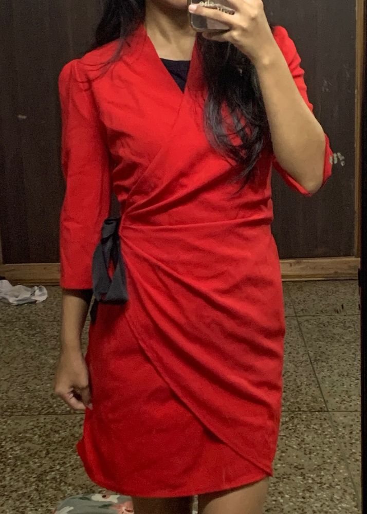 Chic Red Wrap Dress