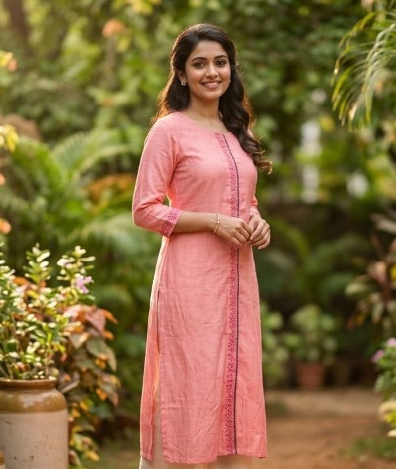 Elegant Peach Kurta with Embroidery