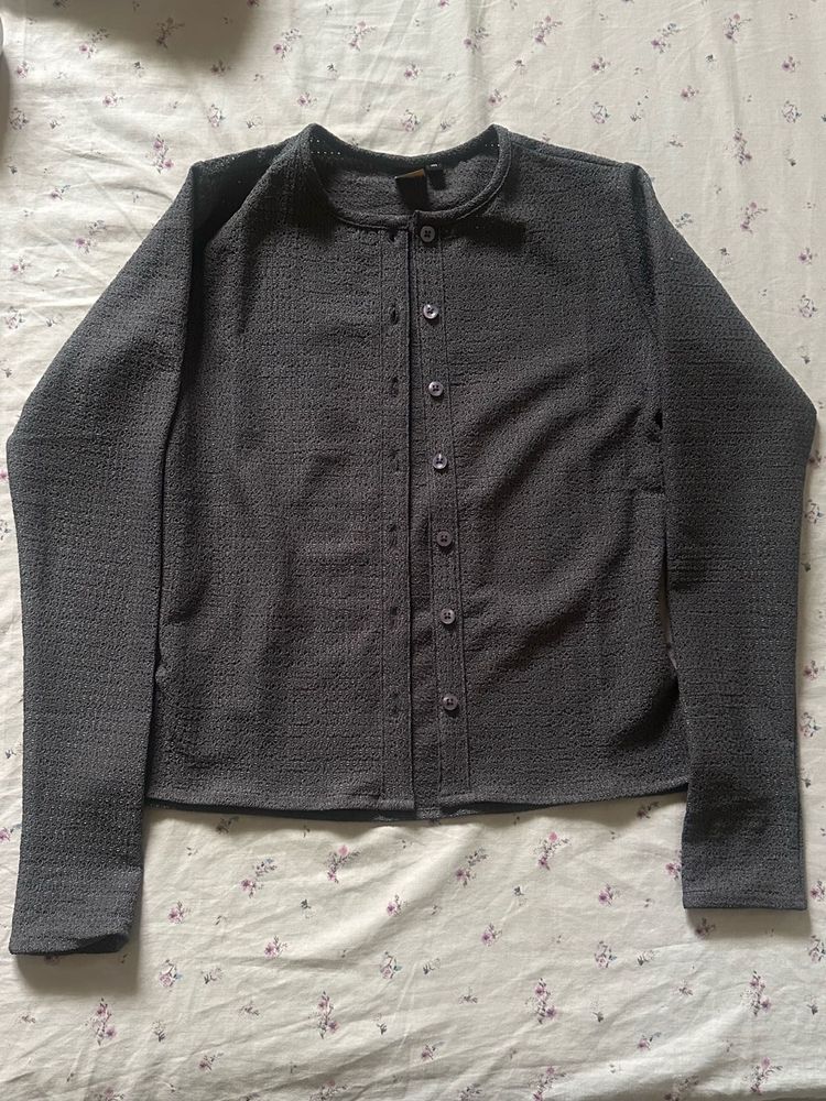 Off Duty Textured Button-Up Cardigan