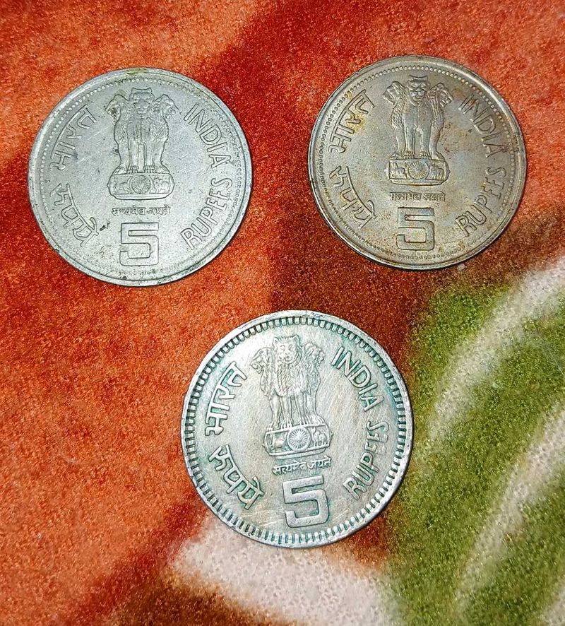 Five Rs Big Indira Gandhi &amp; Jawaharlal Nehru Coin