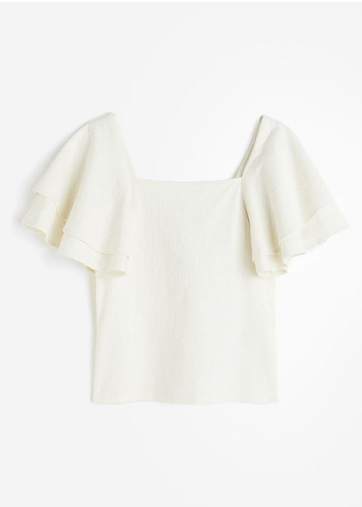 H&amp;M Flutter Sleeve Square Neck Top