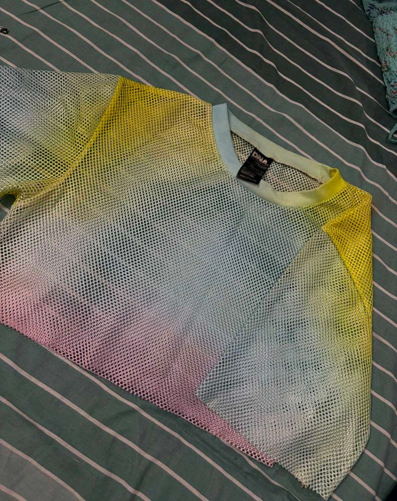 Sheer Mesh Gradient Crop Top