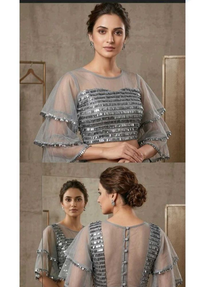 Stunning Grey Sequin Blouse