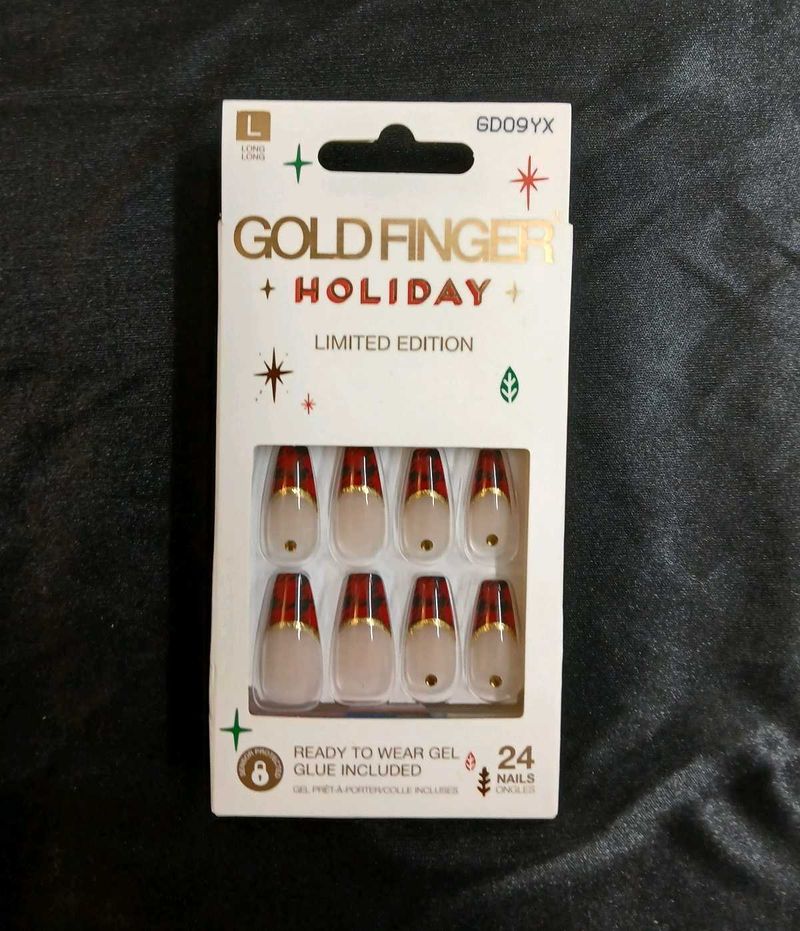 Gold Finger Holiday Press-On Nails