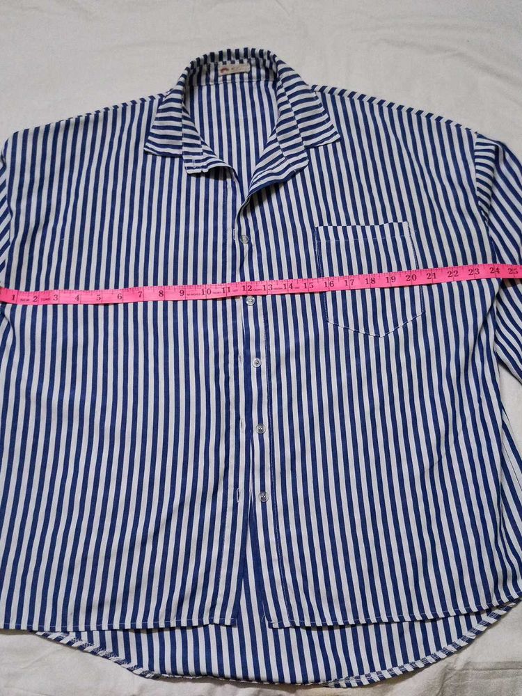Blue Striped Button-Up Shirt
