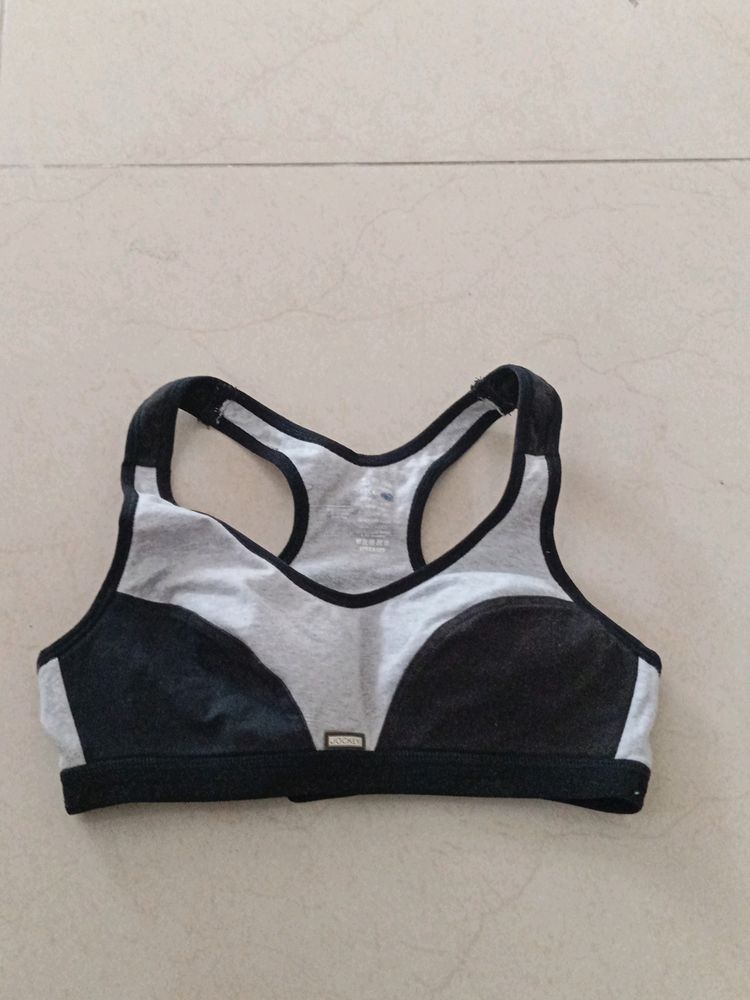 Jockey Sports Bra- Light Grey Melange &amp; Black