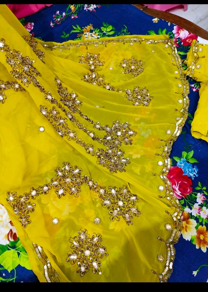 Beautiful Embroidery Saree With Blouse