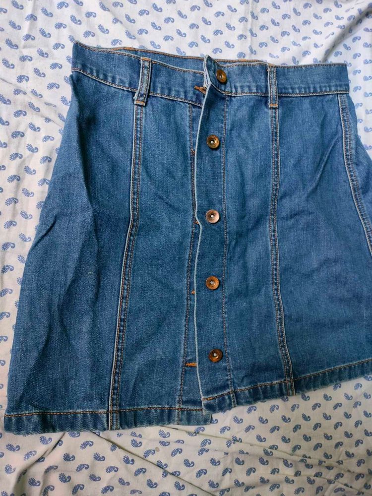 Denim Skirt Buttoned Down