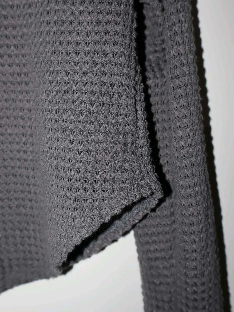Grey Waffle Knit Cropped Top