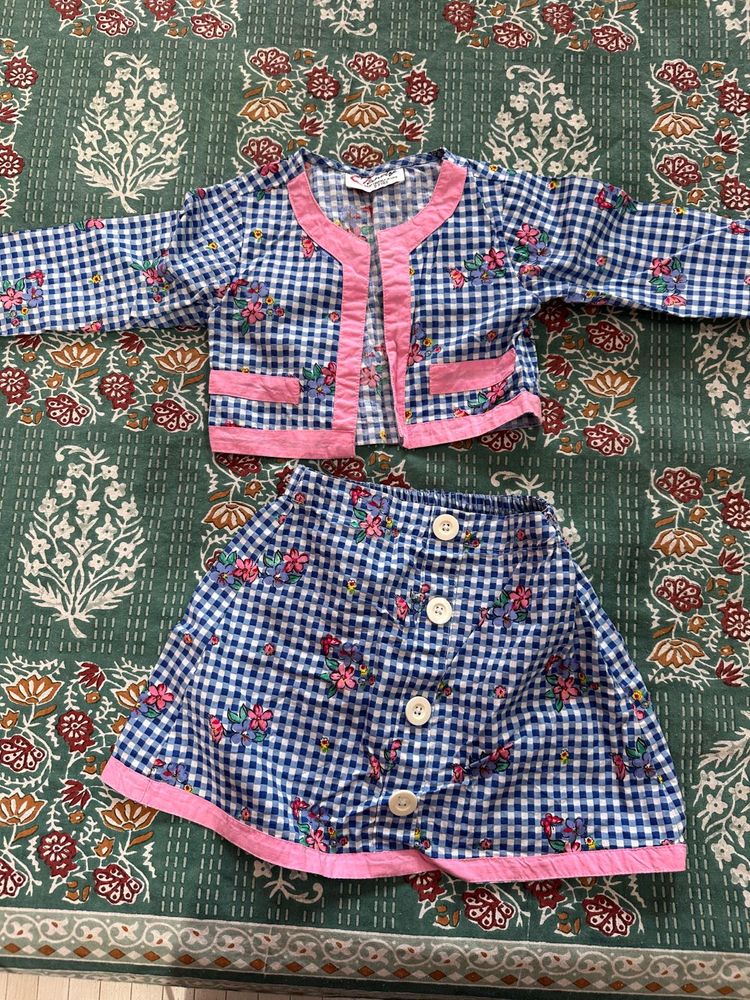Cute Gingham Skirt Set