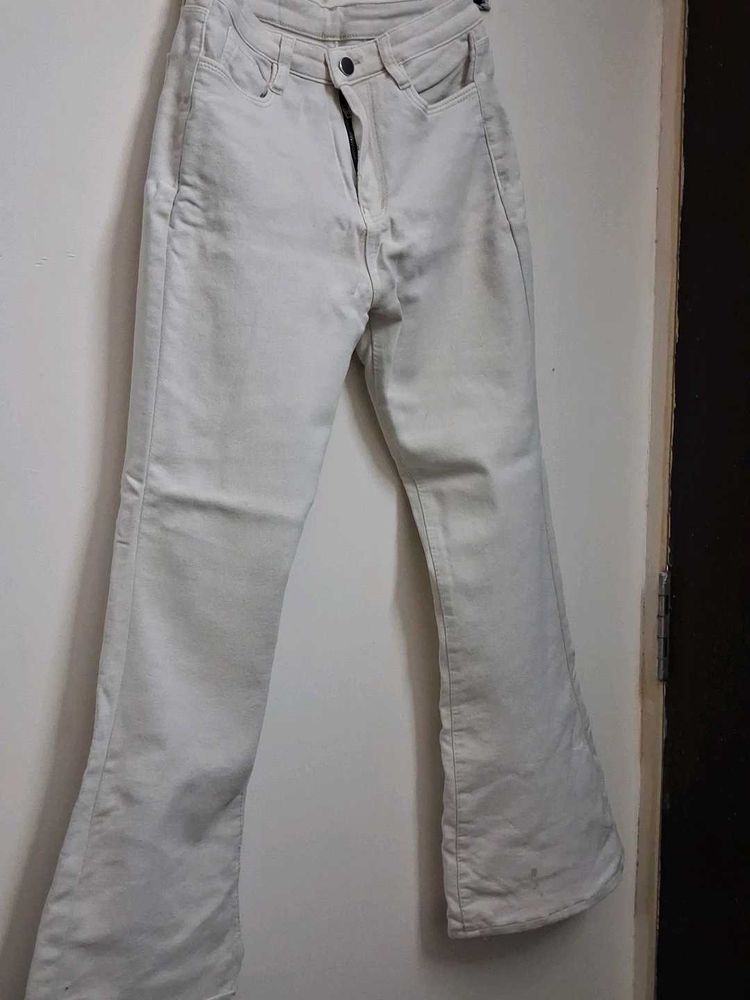 Cream Flared Jeans