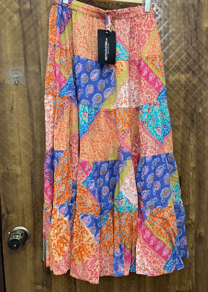 Bohemian Patchwork Tiered Maxi Skirt
