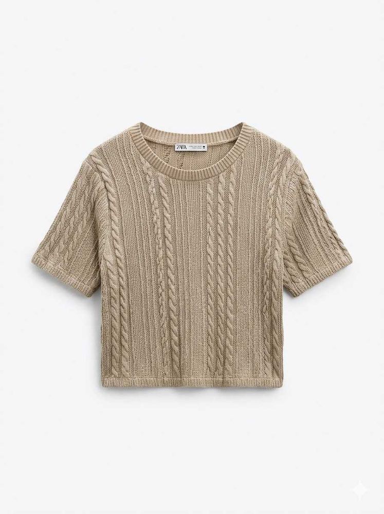 Women's Cable Knit Short Sleeve Top