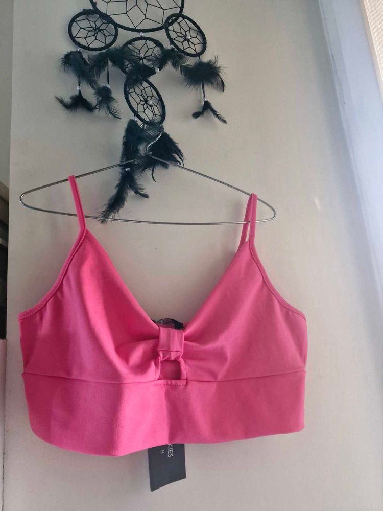 Hot Pink Bow Crop Top